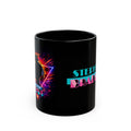 Retro 'Stuck in 1984' Black Mug — Neon Vaporwave Stephen Bradley Coffee Cup (11oz, 15oz)